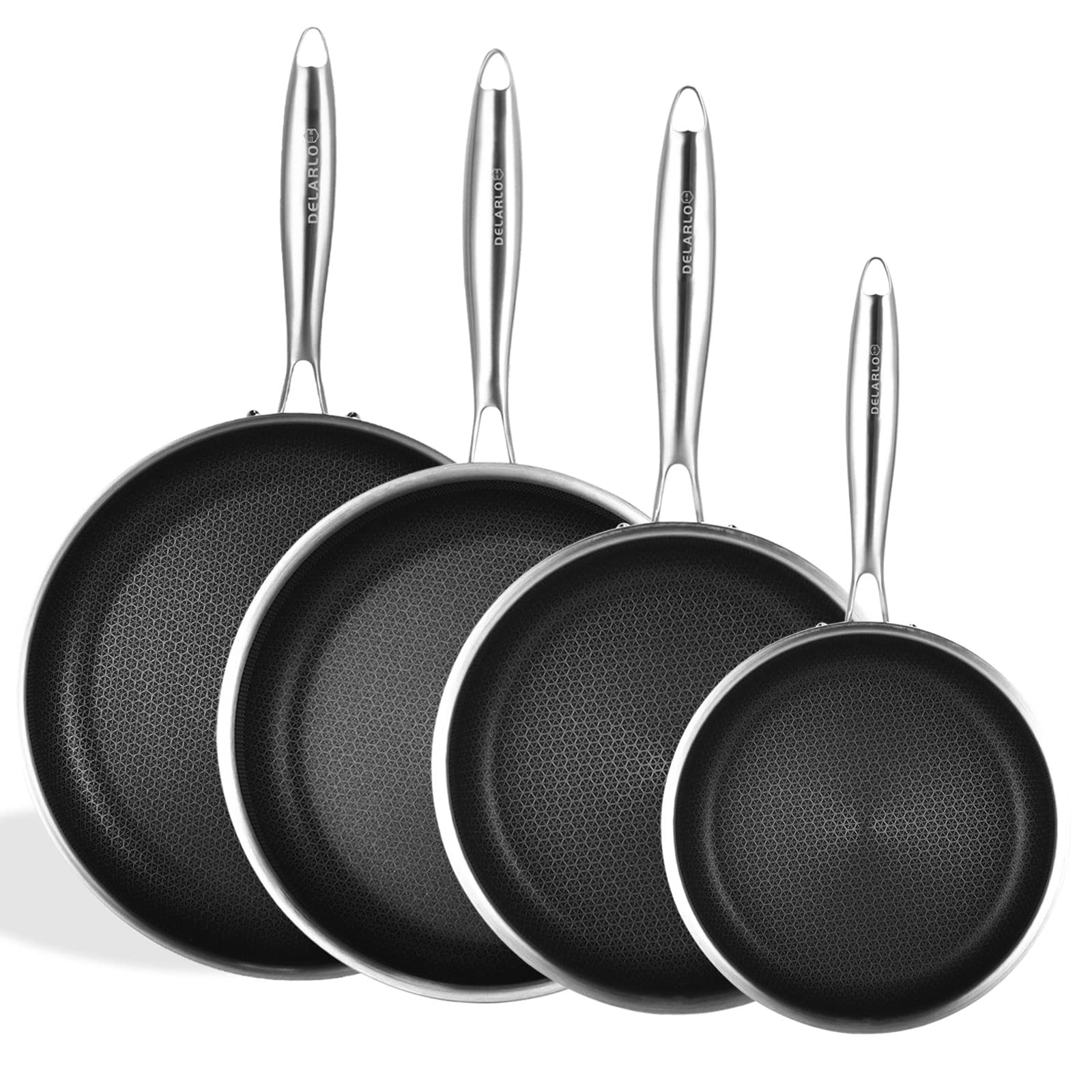 Stainless Steel Frying Pan Set Cooking Pan Skillets Oven Safe