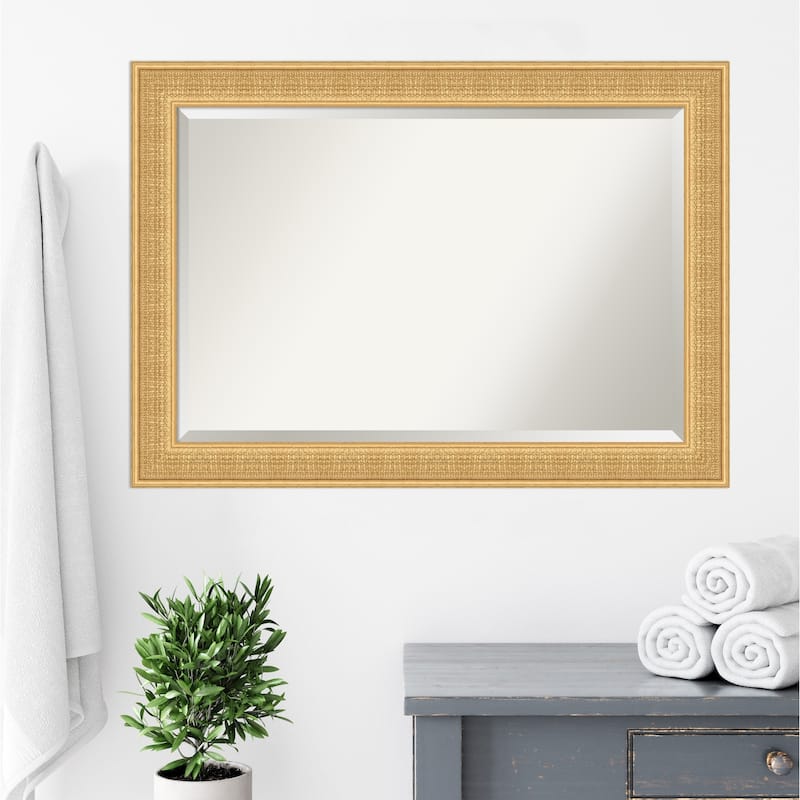 Trellis Beveled Wood Framed Bathroom Vanity Wall Mirror - Trellis Gold