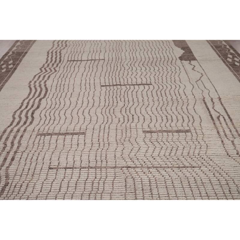 Earth Tone Moroccan Modern Area Rug Handmade Wool Carpet - 9'0"x 12'0"