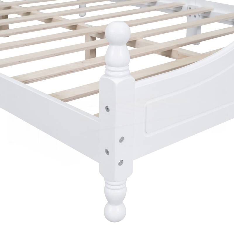 Retro Style Queen Size Wood Platform Bed Frame