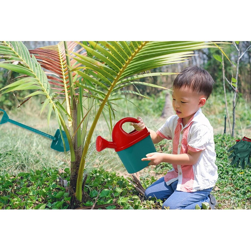 Shop High Bounce Kids Plastic Wheelbarrow With Garden Accessories Gardening Gloves Watering Can Shovel Hoe Rake Fork And Hat Overstock 31609098