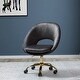 preview thumbnail 82 of 107, Savas Height Adjustable Swivel Velvet Task Chair with Gold Base CHARCOAL