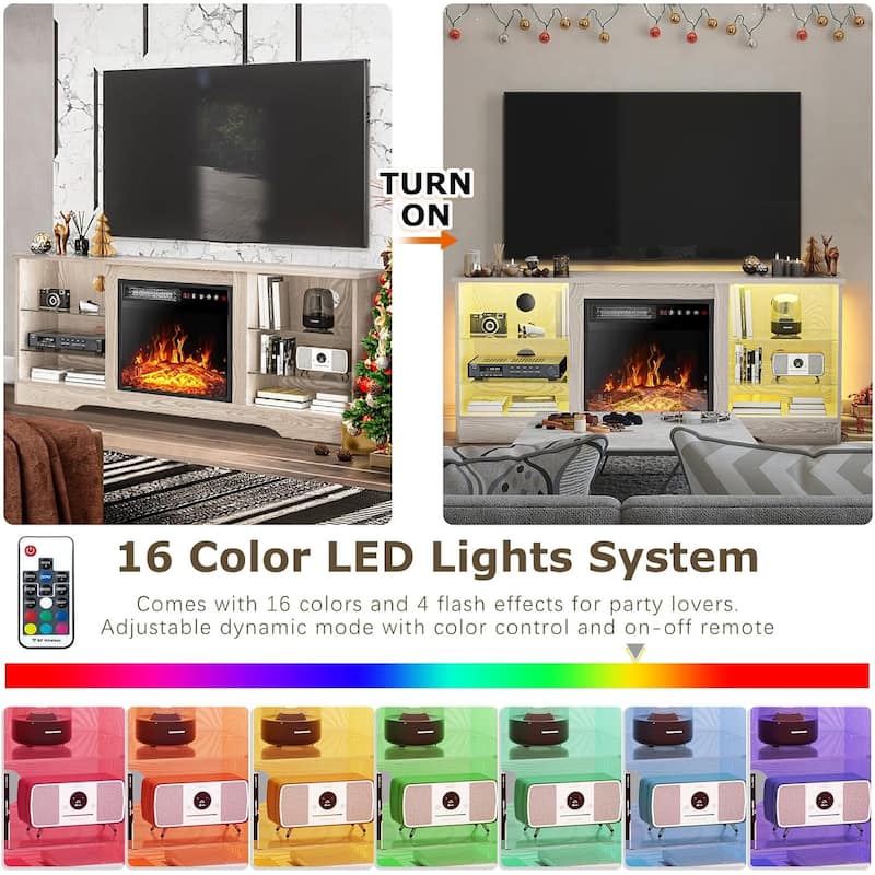 Bossin 58" Fireplace TV Stand with 18'' Electric Fireplace,Modern Entertainment Center for 65'' TVs,TV Cabinet
