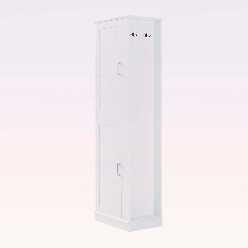 Tall Bathroom Storage Cabinet,Freestanding with Hook and Adjustable Shelf