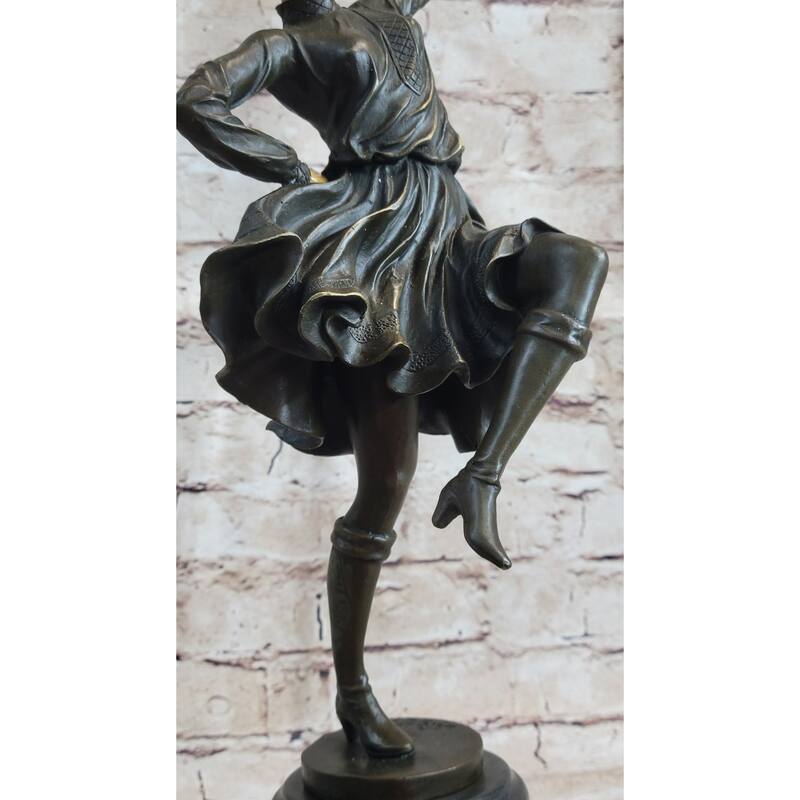 Russian Tambourine Dancer Bronze Metal Resin Head Sculpture Statue Marble Base