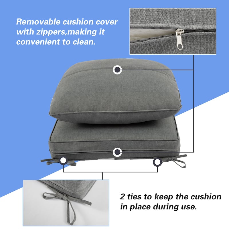 24 x 22 in. 2-Piece Deep Seating Outdoor Lounge Chair Cushions