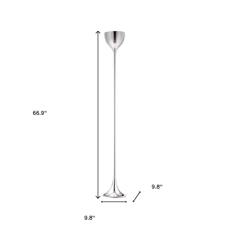 67 Inch Steel Floor Lamp with Silver Bell Shade Modern Design - 9.80” x 9.80” x 66.90”