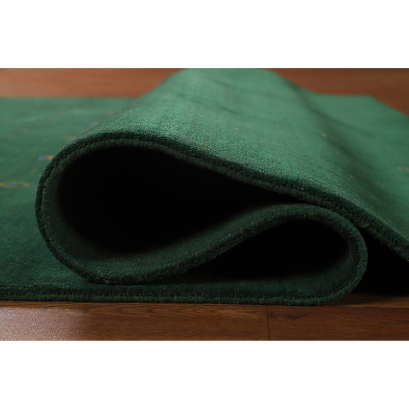 Hand Knotted Oriental 100% Wool Carpet Tribal Tribal Green Gabbeh Area Rug - 7' 10'' X 5' 9''