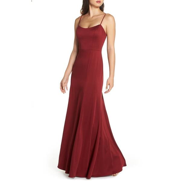 Shop Jenny Yoo Cranberry Red Women S Size 10 Crepe Trumpet Sheath