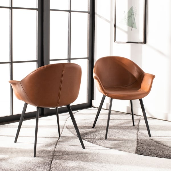 Safavieh Set of 2 Dublin Contemporary Faux Leather Upholstered Arm Chair (Wood Frame) Safavieh Set of 2 Dublin Contemporary Faux Leather Upholstered Arm Chair (Wood Frame)