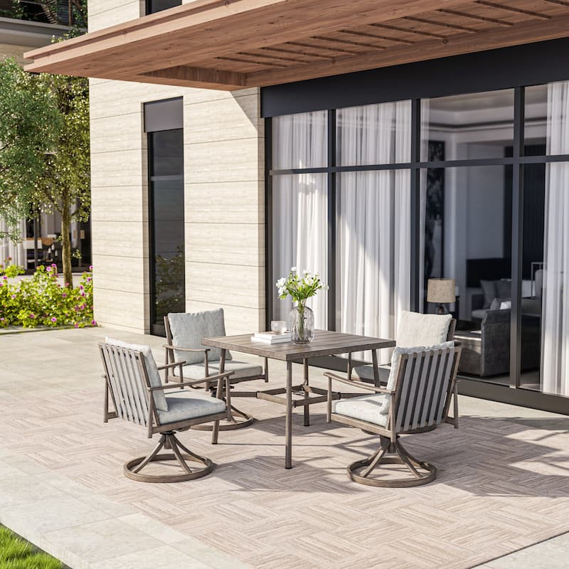 SleekLine 2-Piece Aluminum Patio Dining Swivel Chairs with Cushions