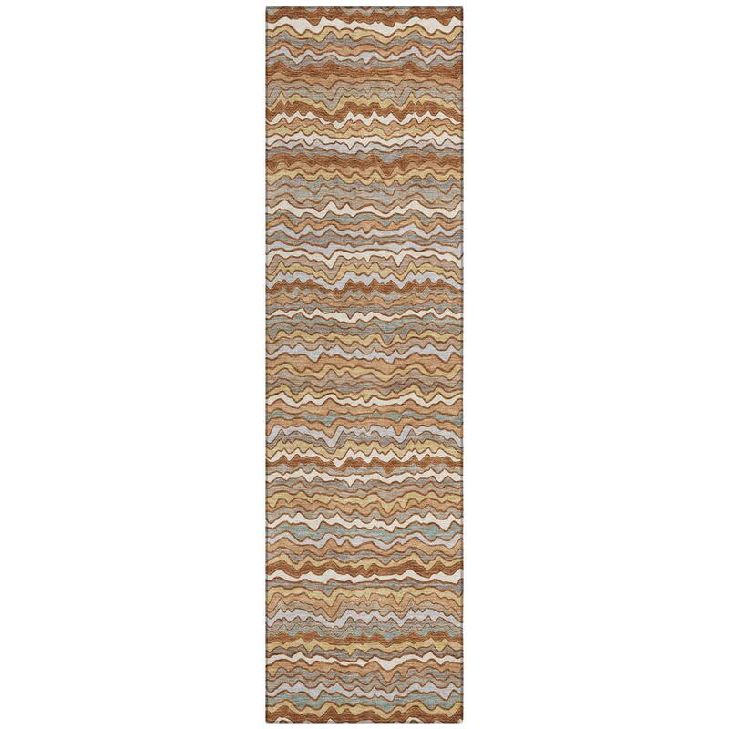 Machine Washable Indoor/ Outdoor Ziggy Stripe Chantille Rug