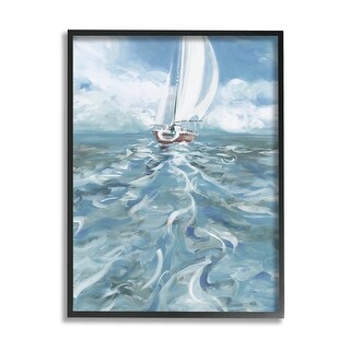 Stupell Boat Waves Wake Painting Framed Giclee Art Design by Liz ...