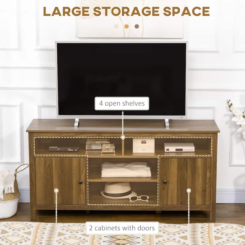 HOMCOM 65 Inch TV Stand with Storage, Media Cabinet TV Entertainment Center with Wooden Shelves and Doors for Living Room