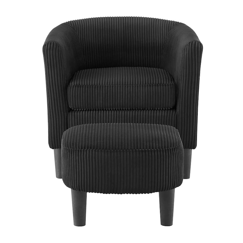 Corduroy Single Sofa Chair with Ottoman Foot Rest