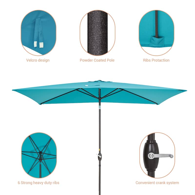 BONOSUKI Aluminum 10 x 6.5ft Patio Market Umbrella,Tilt and Crank