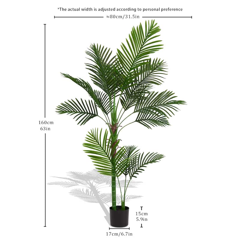 160cm Artificial Single-Stem Travelers Palm with 11 Leaves Potted Plant for Indoor Decor 1pc