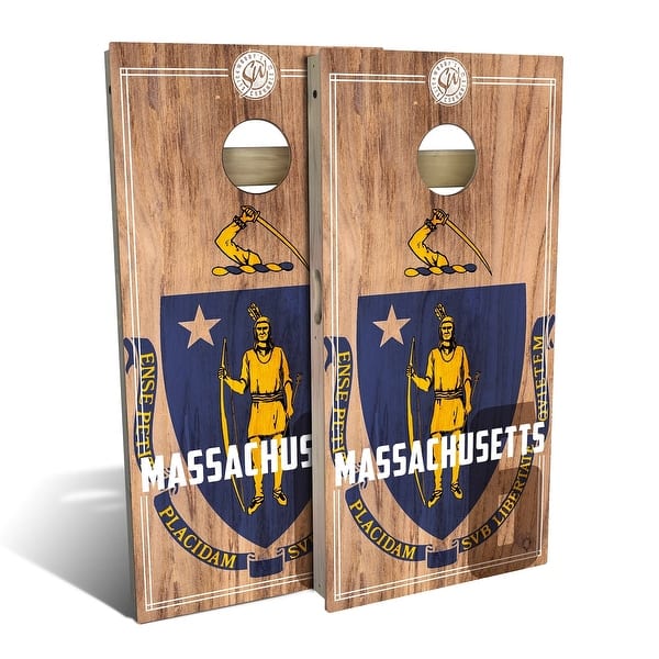 slide 2 of 9, Massachusetts 2.0 Outdoor Cornhole Board Set