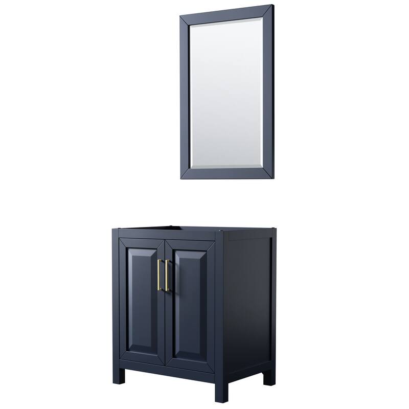 Wyndham Collection Daria 29" Single Free Standing Vanity Cabinet - - Dark Blue / Brushed Gold Hardware
