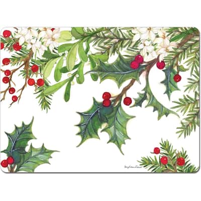 Balsam & Berries Decorative Hardboard Cork Back Tabletop Placemats 4 Pack Manufactured in The USA Heat Tolerant