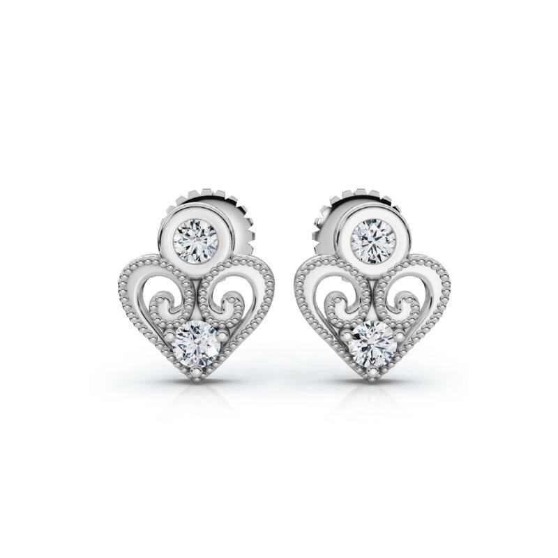 Bliss Diamond Diamond Heart Studs White, Yellow, or Rose Gold Lab Grown Women's Earrings - Yellow