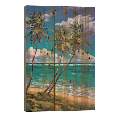 East End Palms Print On Wood by John Clark - Multi-Color