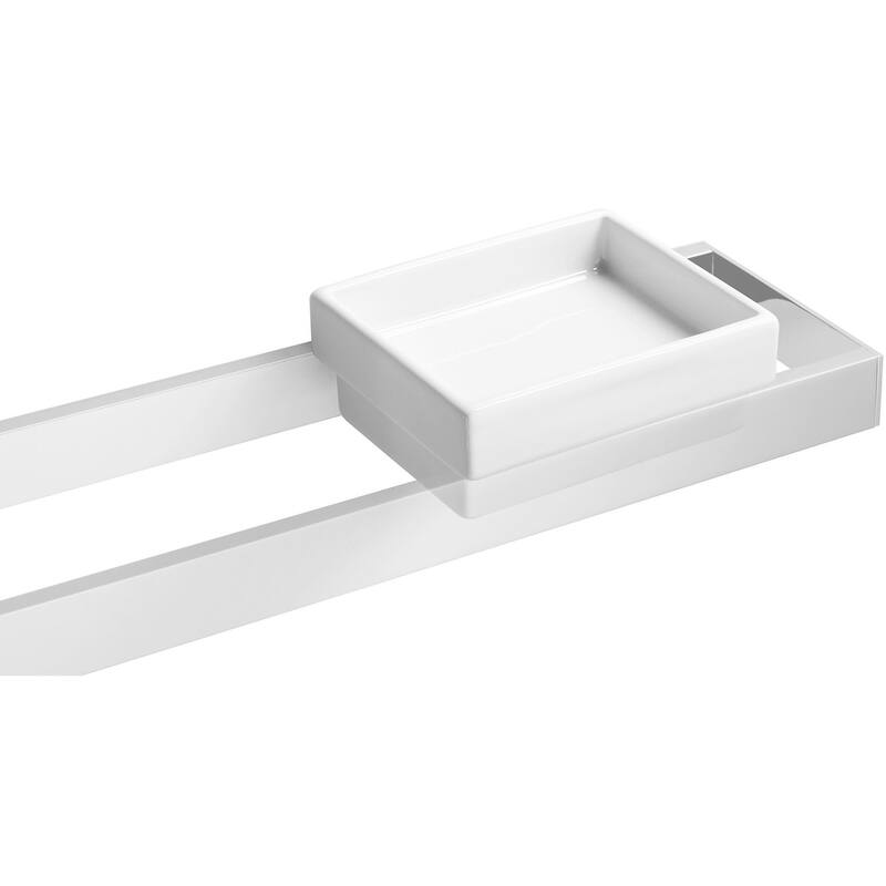 WS Bath Collections Skuara 32" Wall Mounted Towel Bar - Includes - Polished Chrome / Ceramic White