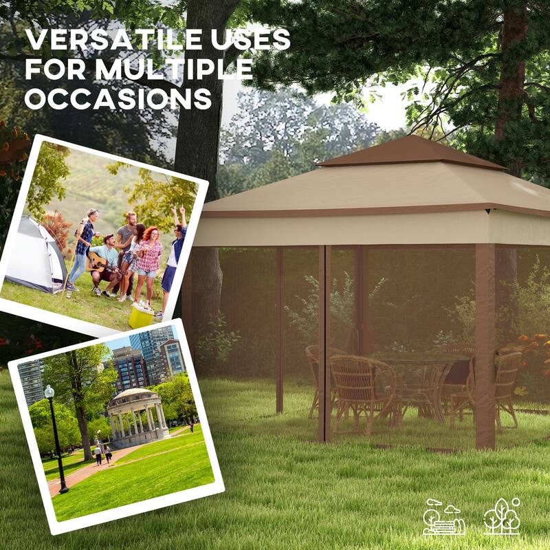 11' x 11' Outdoor Patio Gazebo Shelter with Removable Zipper Netting