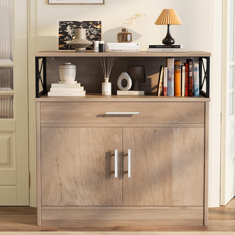 Versatile Buffet Storage Cabinet & Sideboard - Grey/Brown