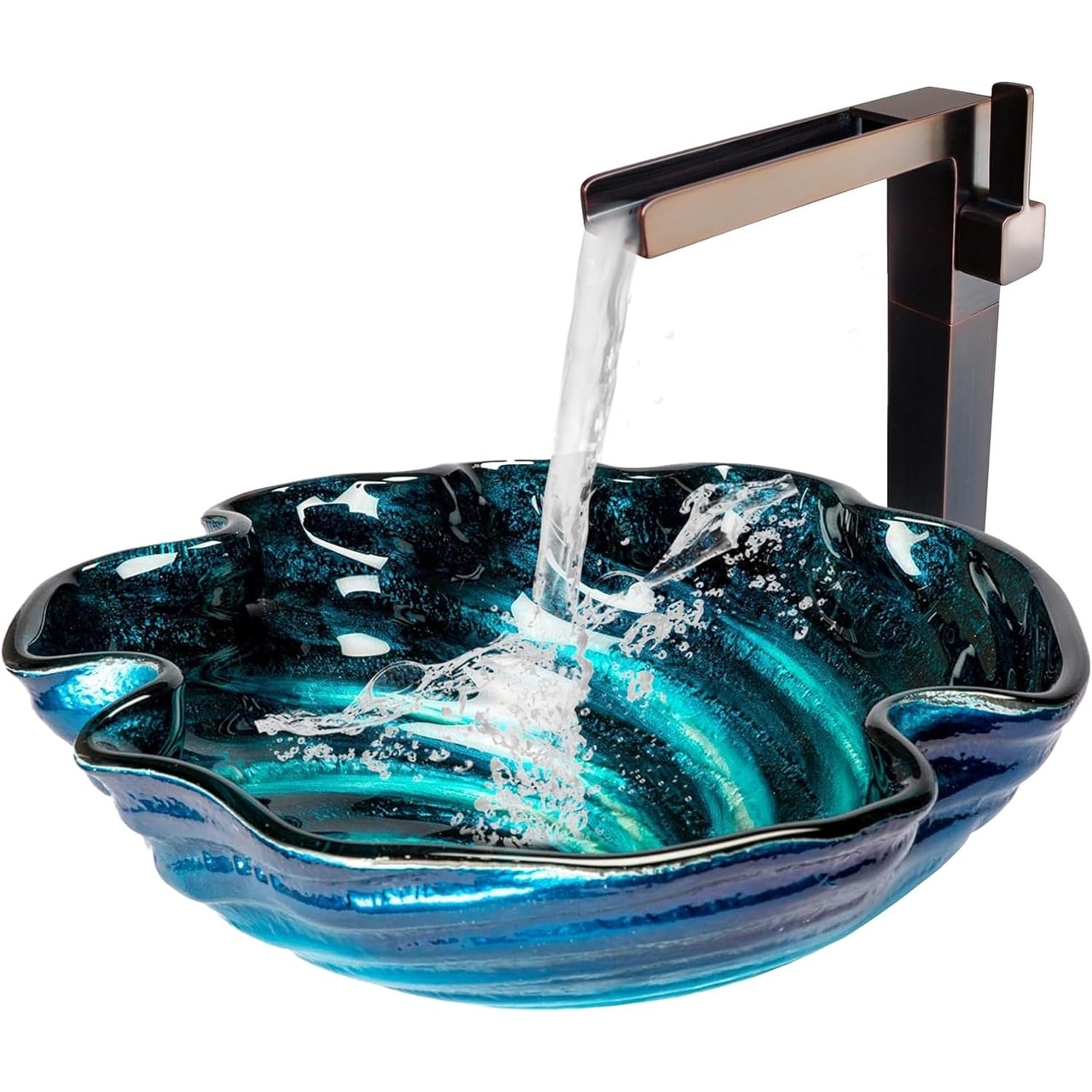 Eden Bath Caribbean Wave Glass Vessel Sink