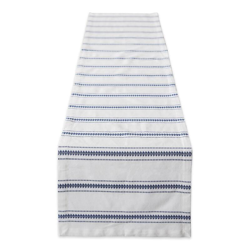 DII French Blue Zig Dobby Stripe Table Runner - Table Runner, 14x72" - French Blue
