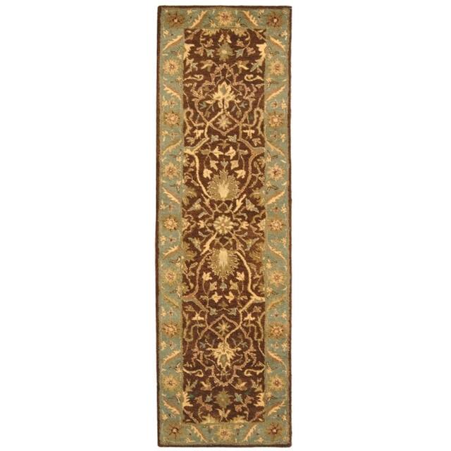 SAFAVIEH Handmade Antiquity Izora Traditional Oriental Wool Rug - 2'3" x 10' Runner - Brown/Green