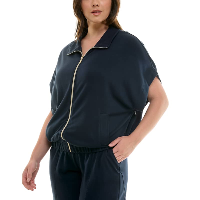 Nanette Lepore Short Sleeve Zippered Dolman Sweater