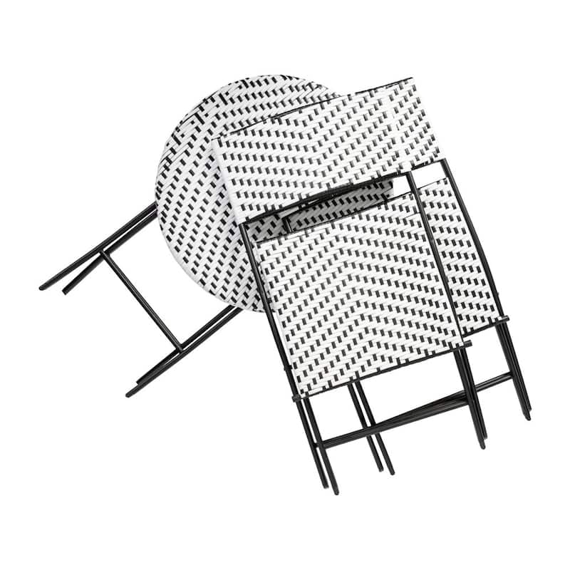 3PC Indoor/Outdoor PE Rattan Folding Bistro Set