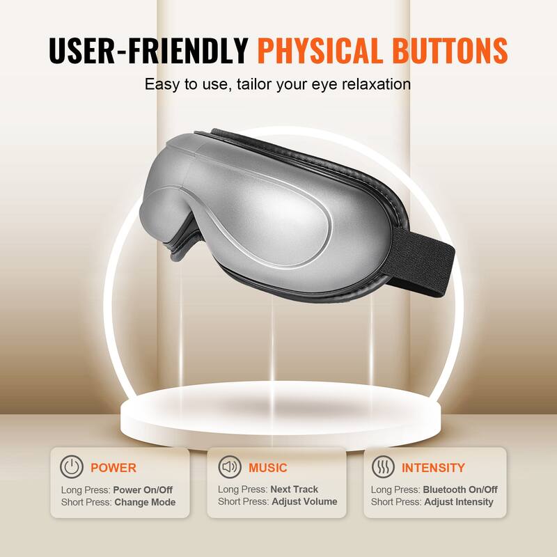 Eye Massager with Heat, Heated Eye Massage Mask with 5 Modes and Bluetooth Music, 180° Foldable Eye Care Massager