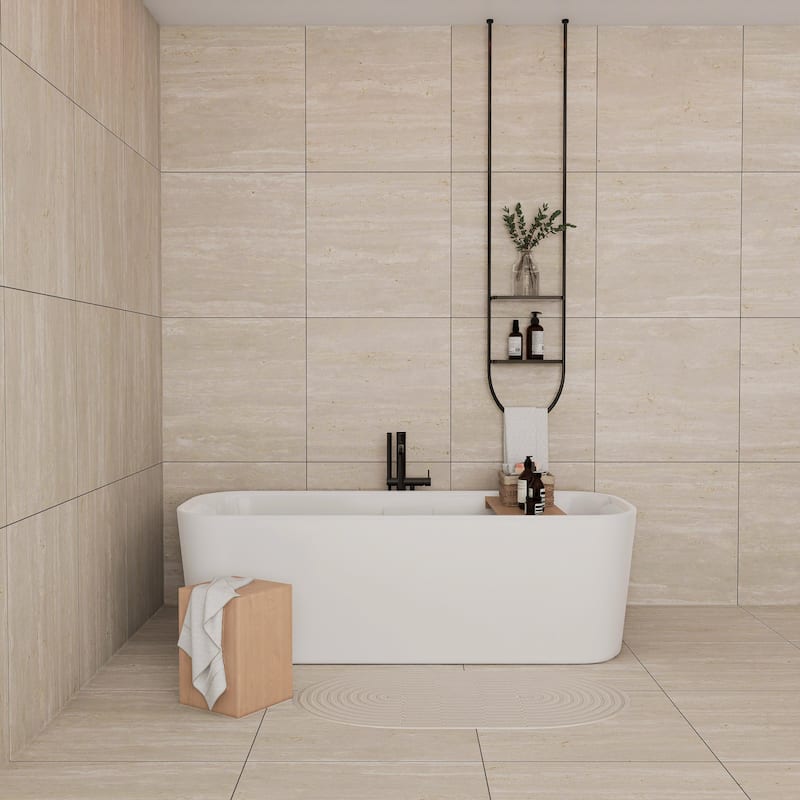 Merola Tile Fusione Travertino Navona 23-1/2" x 23-1/2" Porcelain Floor and Wall Tile
