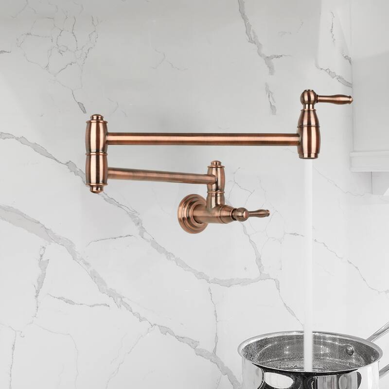 Copper Wall-Mounted Pot Filler Faucet - Antique Copper