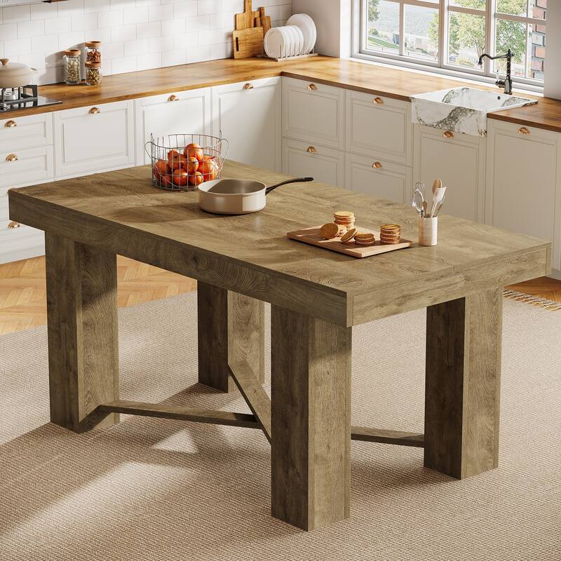 55" Kitchen Island Table, Counter Height Farmhouse Prep Table
