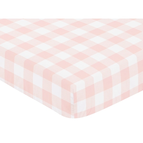 pink buffalo check crib sheet