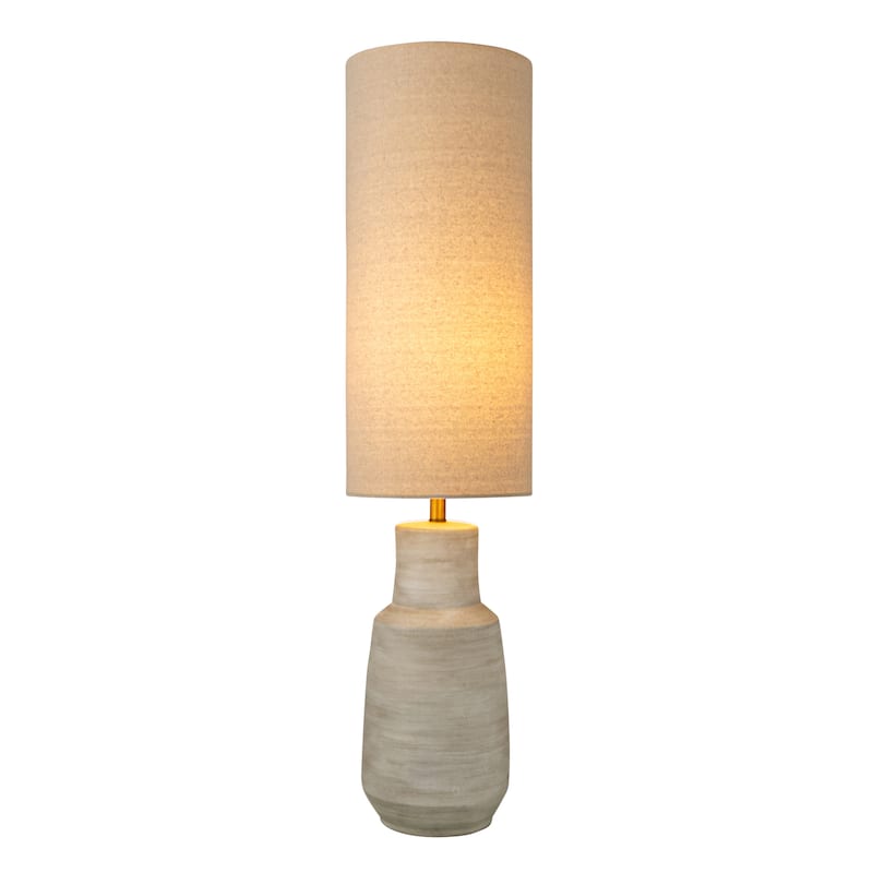 Ceramic Floor Lamp with Linen Shade - 11.0"L x 11.0"W x 44.5"H