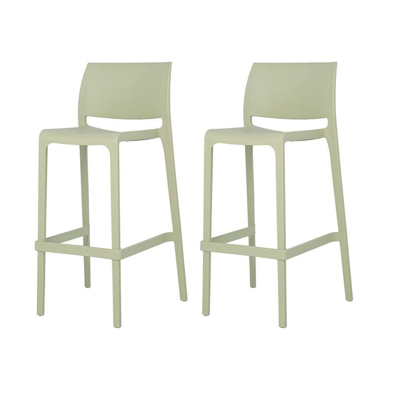 Sensilla Resin Stackable All-Weather Bar Stool, Set of 2 - Sage
