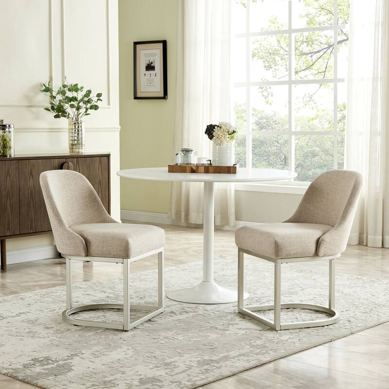 Leick Home Barrelback Dining Chair with Metal Base Set of 2