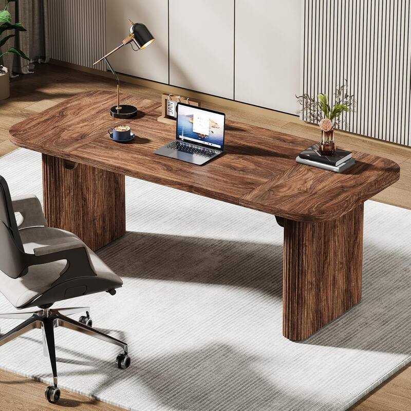 62-Inch Wood Rectangular Executive Desk Large Modern Conference Table for Home Office Boardroom