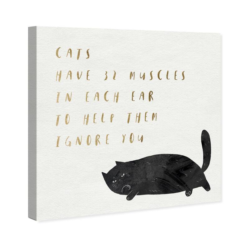 Wynwood Studio Canvas Animals Cat Ear Muscles Black and Metallic Gold Glam Wall Art Canvas Print