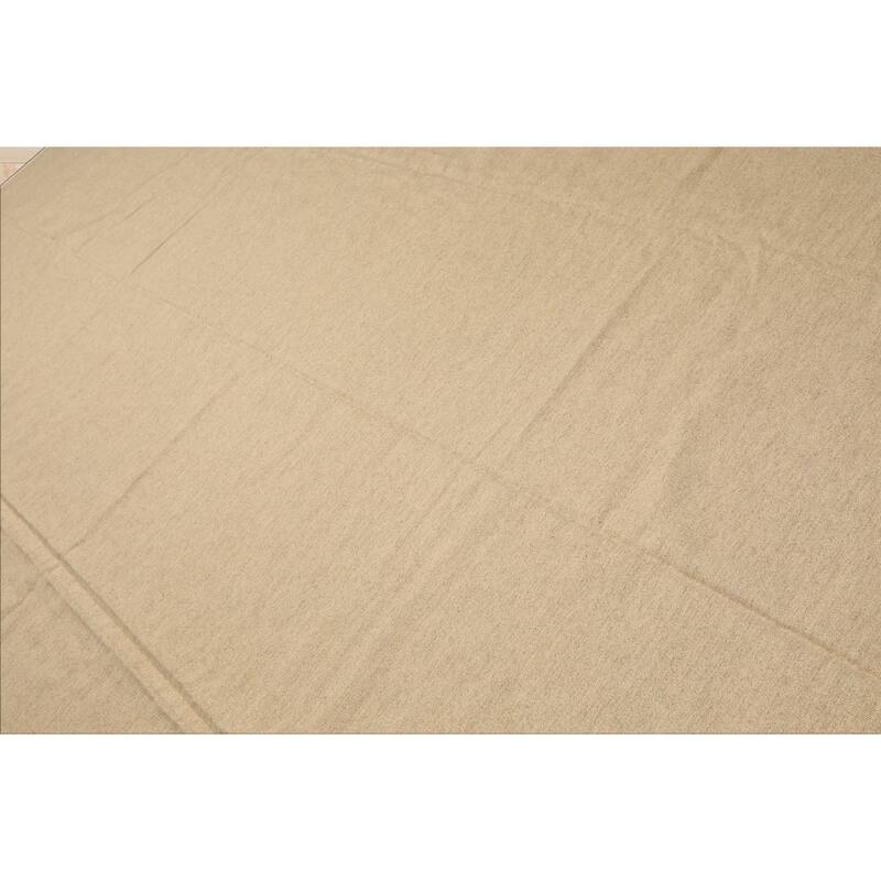 9'2''x12'6'' Handwoven Flatweave Wool Beige Superfine Modern Solid Kilim Rug - 9' 2'' x 12' 6''