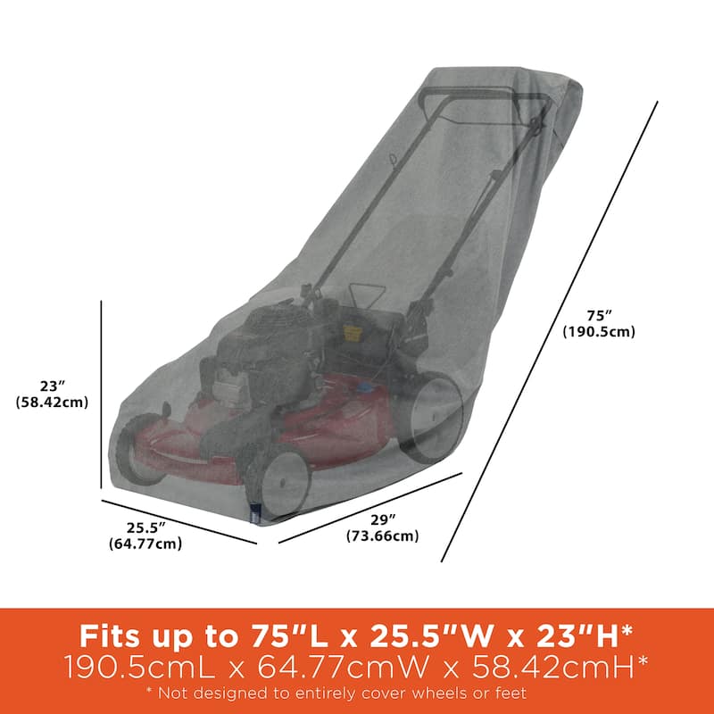 Modern Leisure Garrison Waterproof Push Lawnmower Cover, 75"L x 25.5"W x 23"H, Heather Gray - 75" L x 25.5" W x 23" H