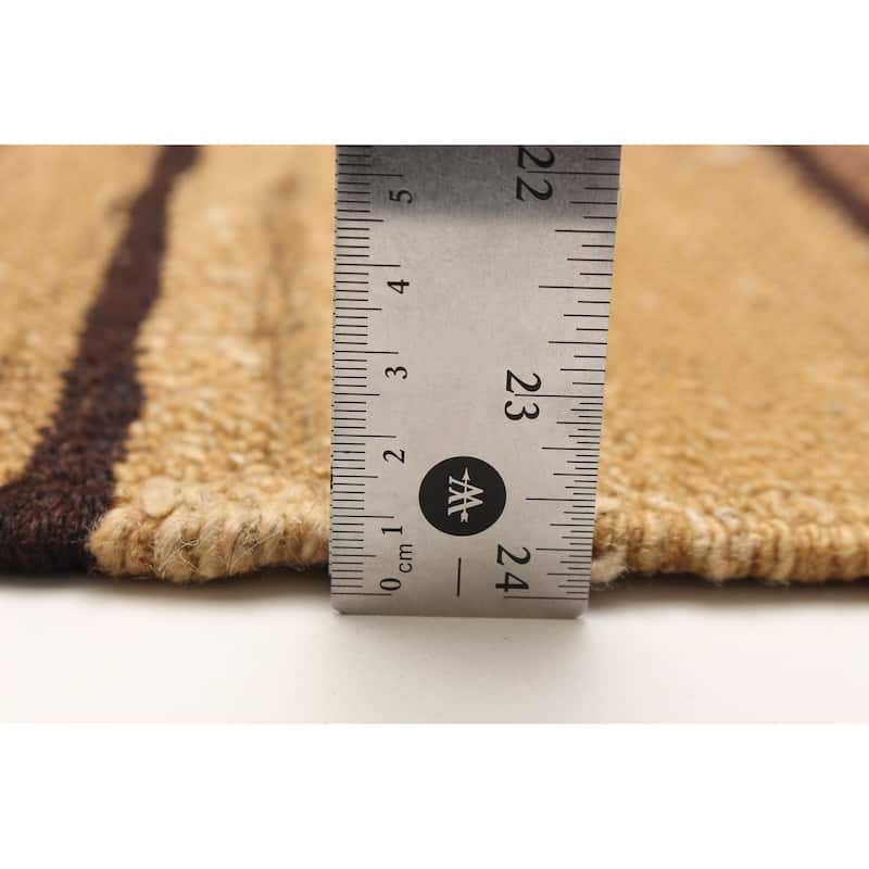 ECARPETGALLERY Flat-Weave Boho Tan Wool Kilim - 6'5 x 9'10