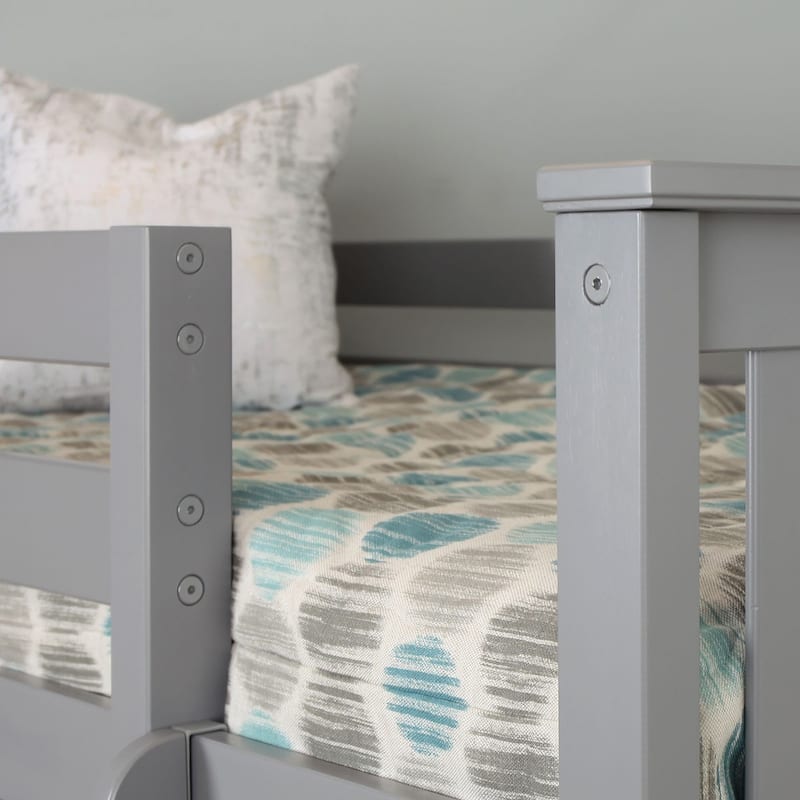 Max and Lily L Shaped Twin over Twin Bunk Bed with Bookcase and Desk