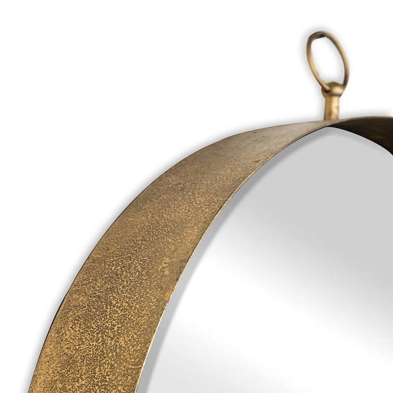 HomeRoots 28" Gold Round Iron Framed Accent Mirror - 24' X '28' X '1