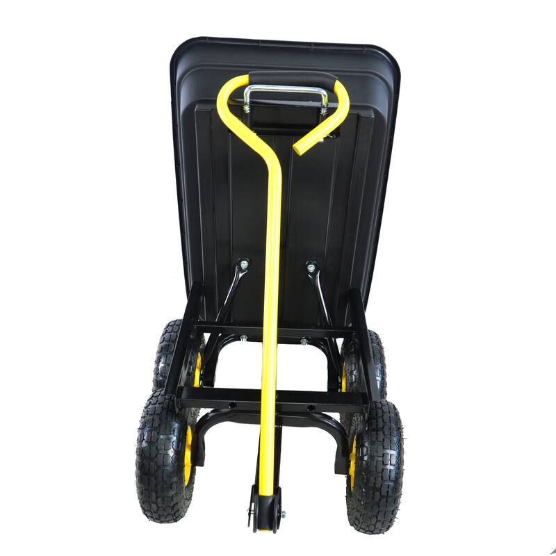 Heavy Duty Dump Truck Tool for Gardening and Outdoor Use - High Load Capacity, Wear-Resistant Tires, Easy Operation - Metal